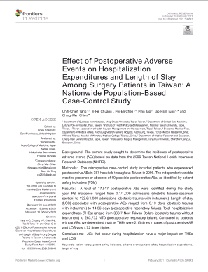 Effect of Postoperative Adverse Events on Hospitalization Expenditures and Length of Stay Among Surgery Patients in Taiwan: A Nationwide Population-Based Case-Control Study