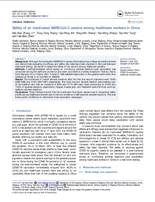 Safety of an inactivated SARS-CoV-2 vaccine among healthcare workers in China