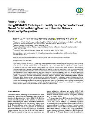 Using DEMATEL Technique to Identify the Key Success Factors of Shared Decision-Making Based on Influential Network Relationship Perspective