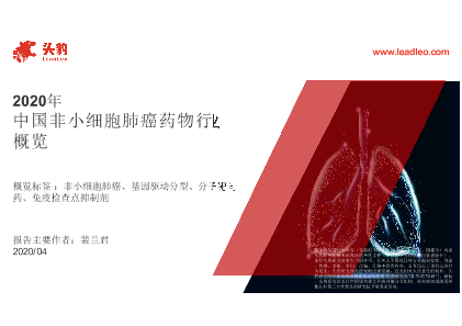 【头豹】2020年中国非小细胞肺癌药物行业概览