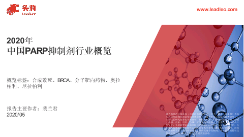 【头豹】2020年中国PARP抑制剂行业概览