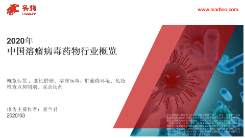 【头豹】2020年中国溶瘤病毒药物行业概览