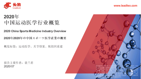 【头豹】2020年中国运动医学行业概览.pdf