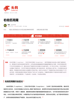 2023年中国右佐匹克隆行业词条报告.pdf